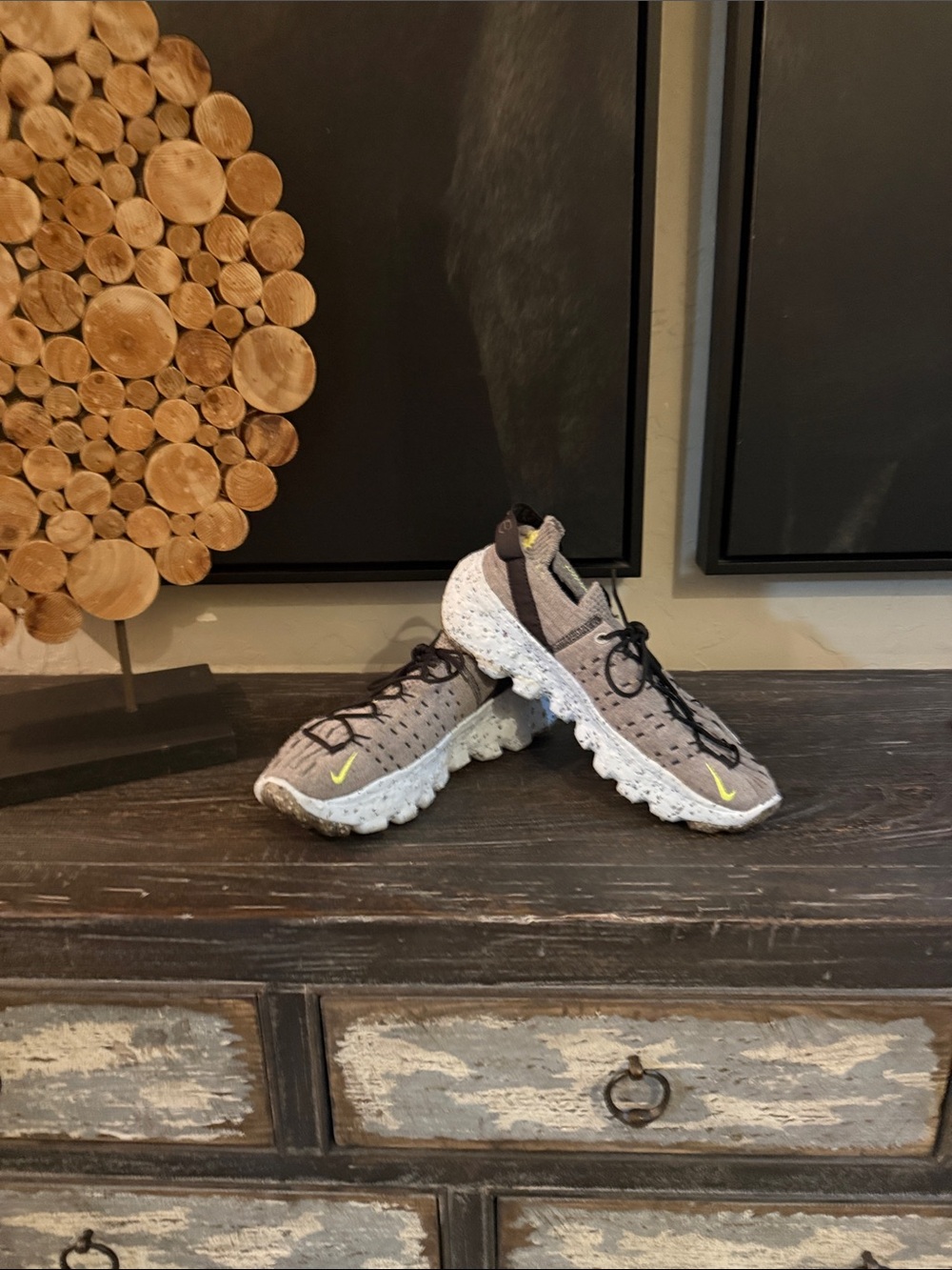 Nike Kids Gray Sneakers with Yellow Swoosh